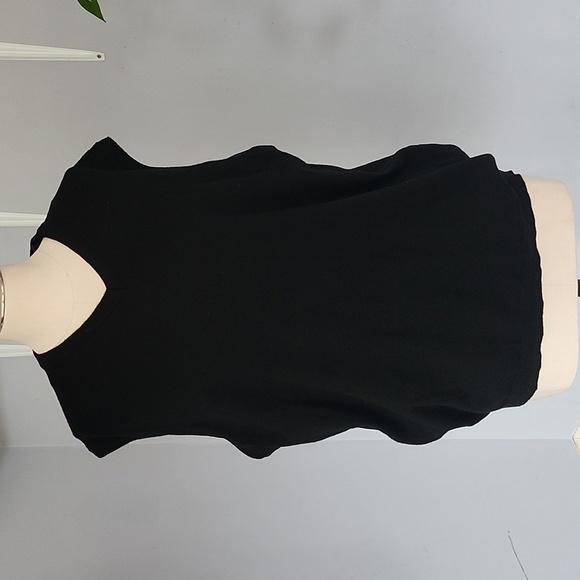 Mens Sleeveless Knitwear 100% Merino Wool Black V Neck Sweater XL - Picture 2 of 7